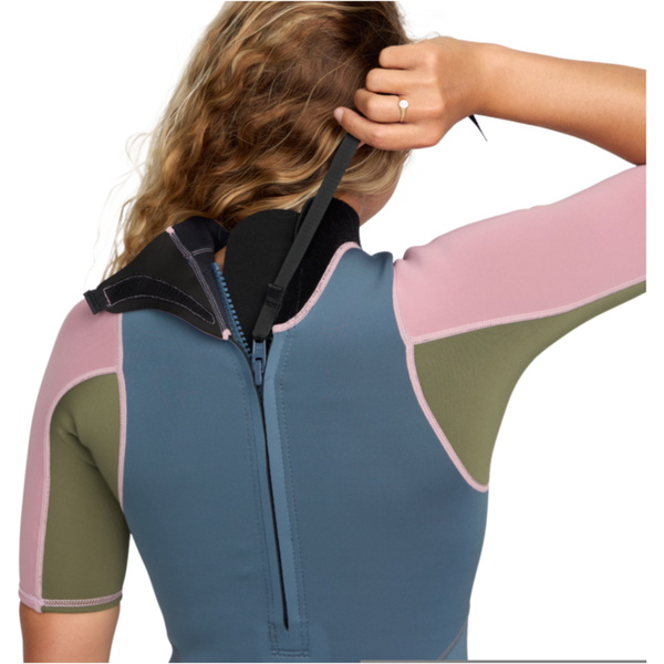 2026 Roxy Frauen Prologue+ 2mm R&uuml;ckenrei&szlig;verschluss Shorty Neoprenanzug 26BW253502 - Ash